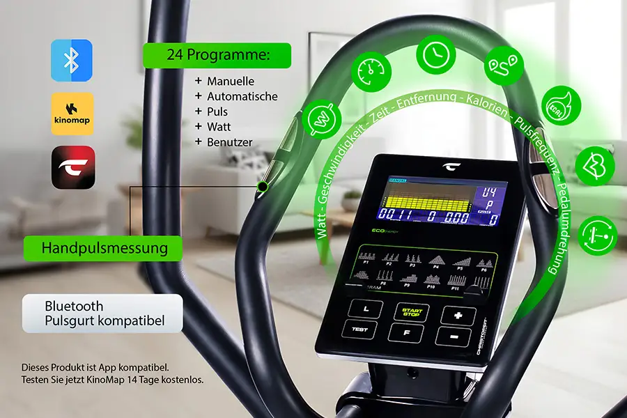 Crosstrainer-Ergometer ECO 2000: Smarte Kontrolle für dein Training