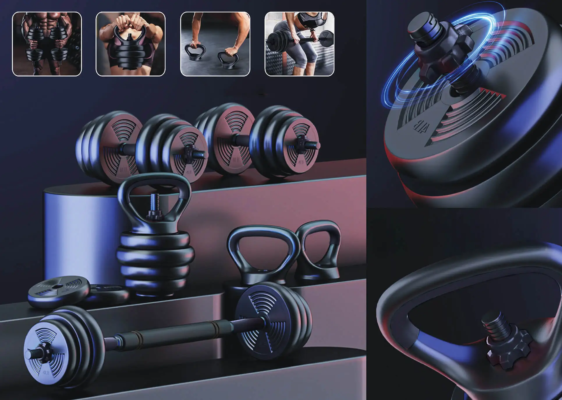 ASG 4-in-1 Hantelset 20 kg schwarz