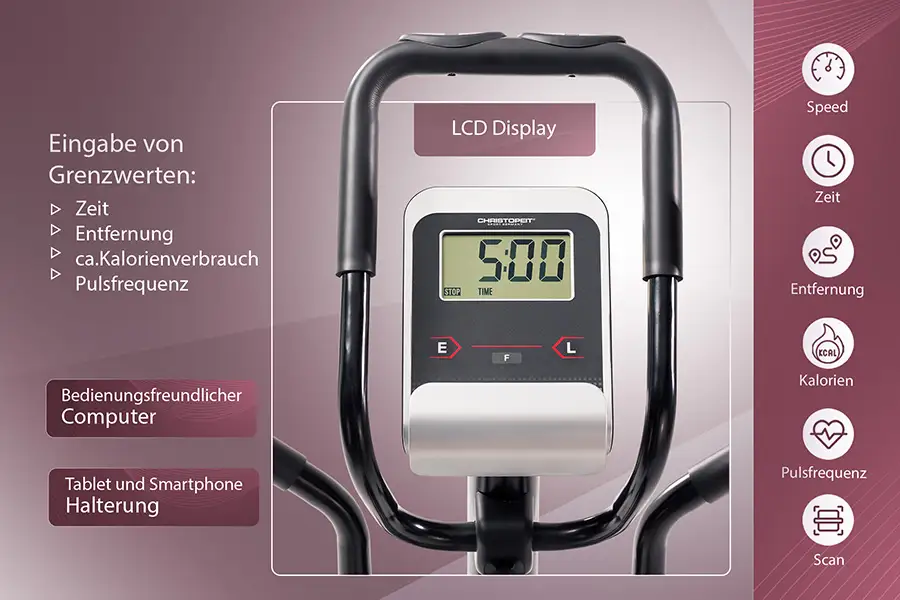 Crosstrainer AX 6500 2in1 Hybrid: Alles im Blick behalten
