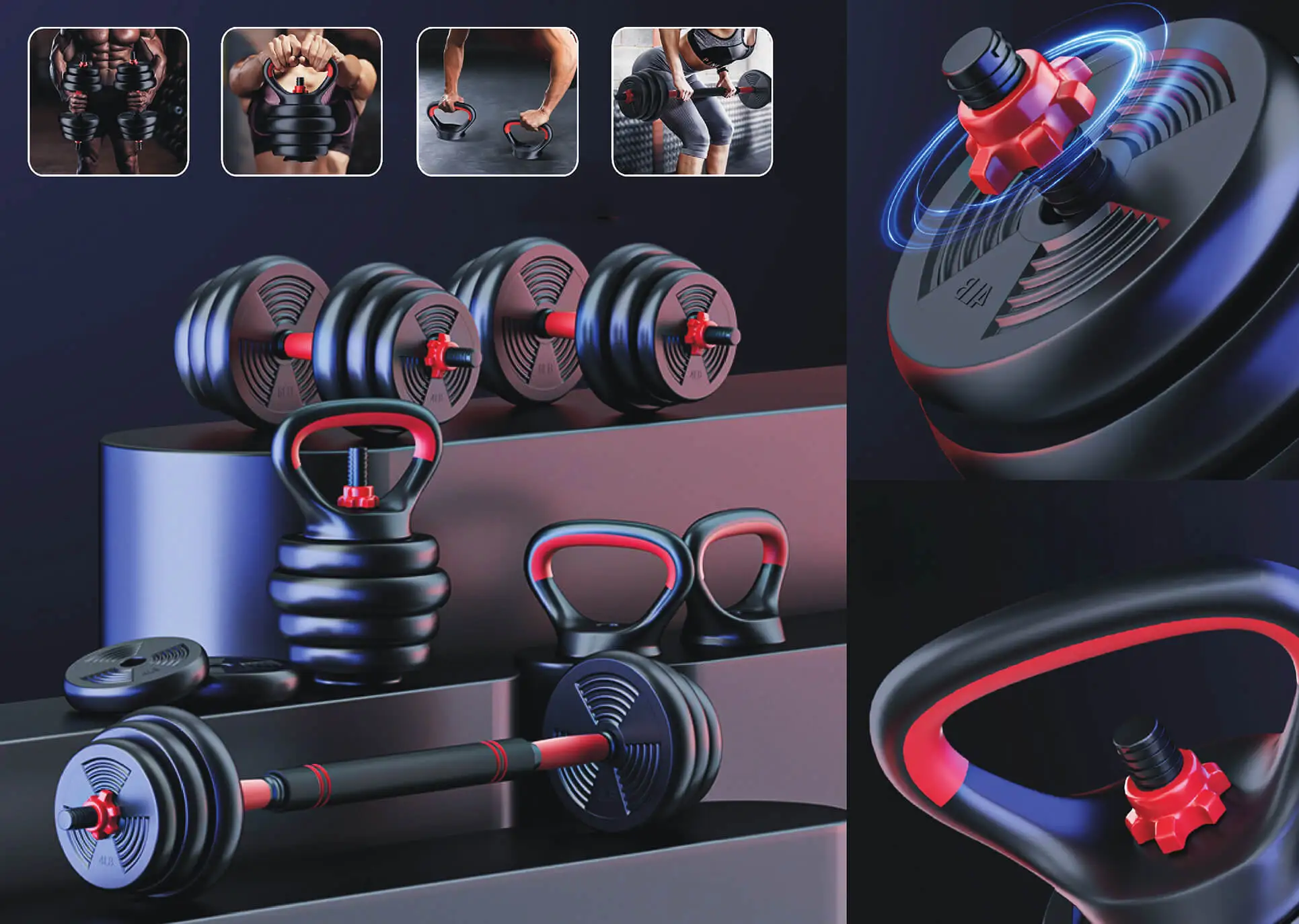 4-in-1 Hantelset 20 kg