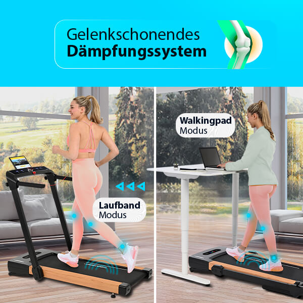 Laufband 2in1 Holz: 
Laufkomfort in jedem Schritt