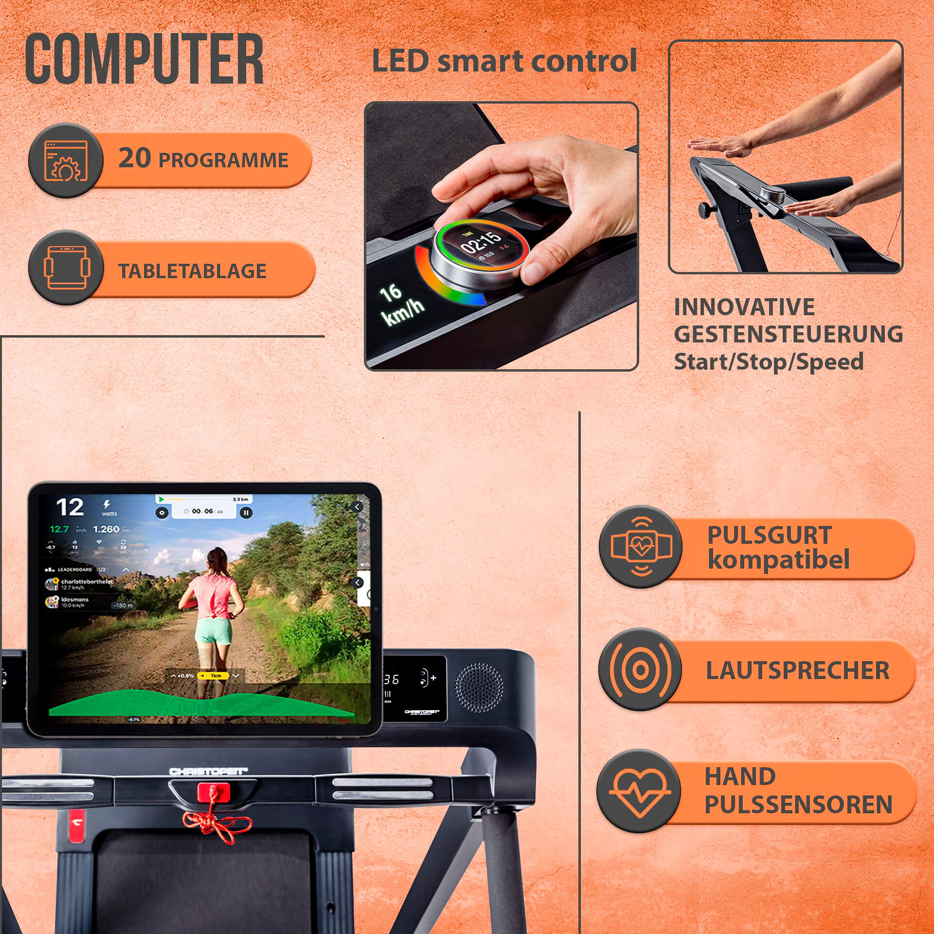 Laufband TM 2400 S mit Gestensteuerung