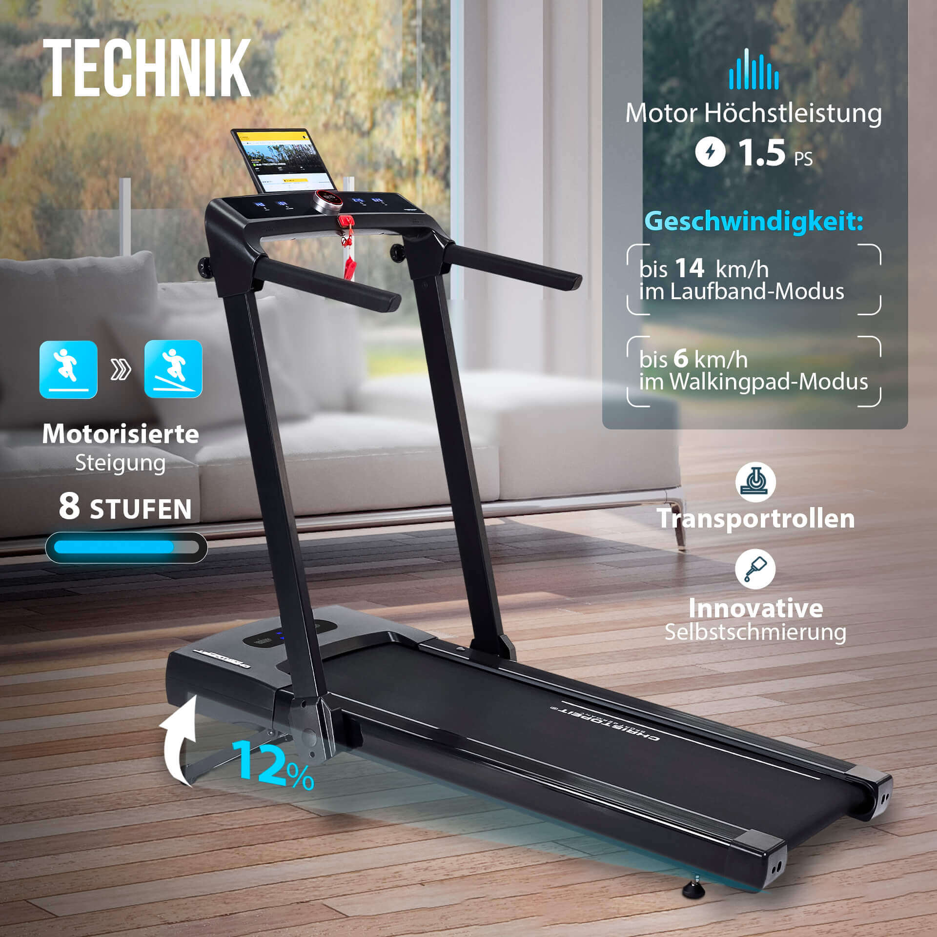 Laufband 2in1 schwarz