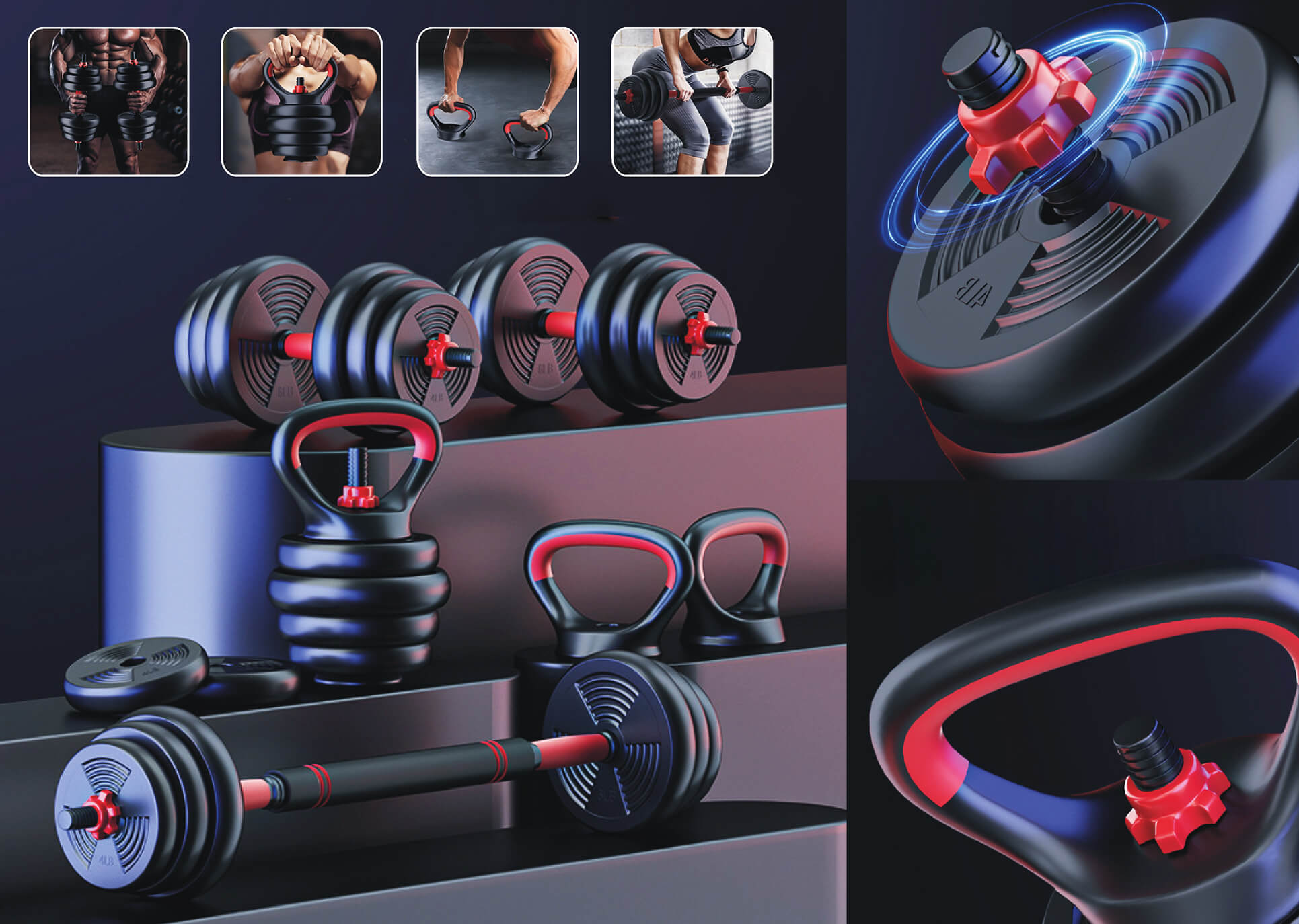 4-in-1 Hantelset 20 kg