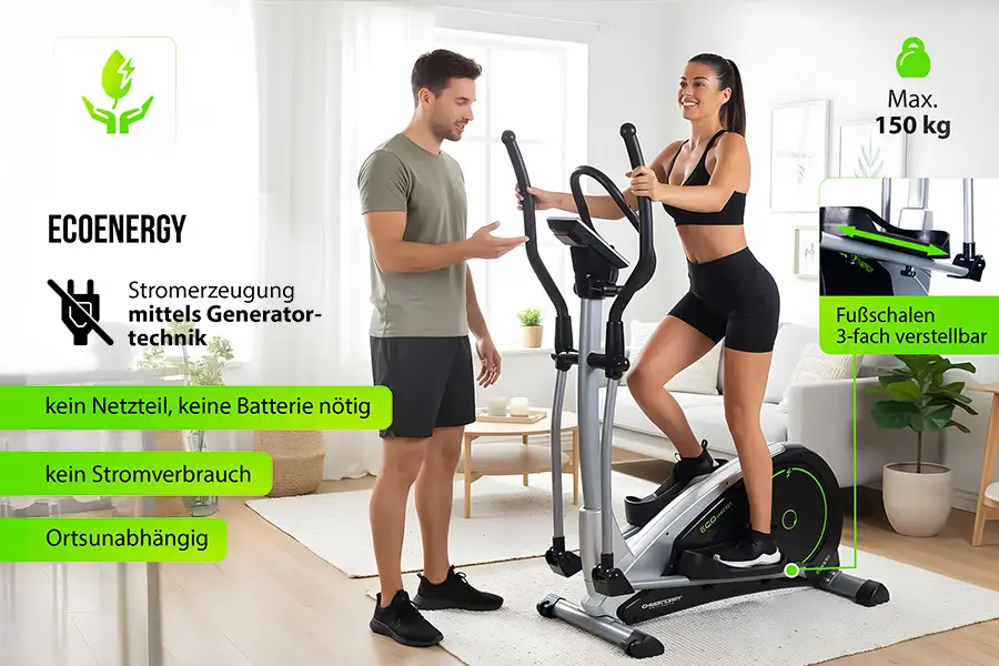 Crosstrainer-Ergometer ECO 2000: Energie aus eigener Kraft