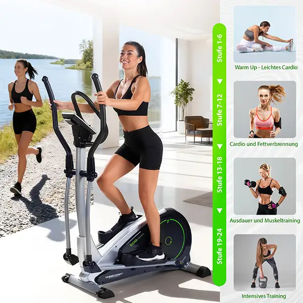 Crosstrainer-Ergometer ECO 2000: 
Jede Stufe bringt dich weiter

