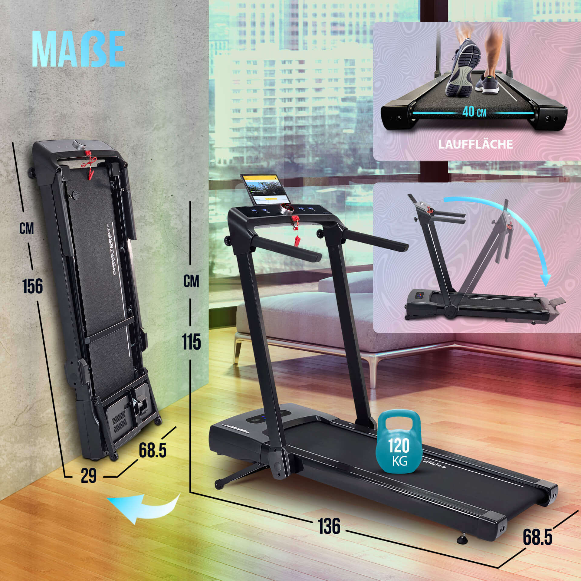 Laufband 2in1 schwarz